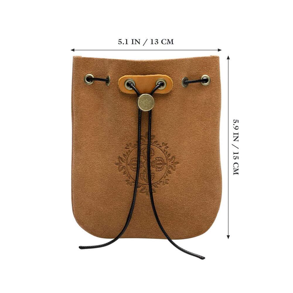 7208 Leather Drawstring Jewelry Pouch for Rings and Necklaces, Travel - Picture 3 of 9